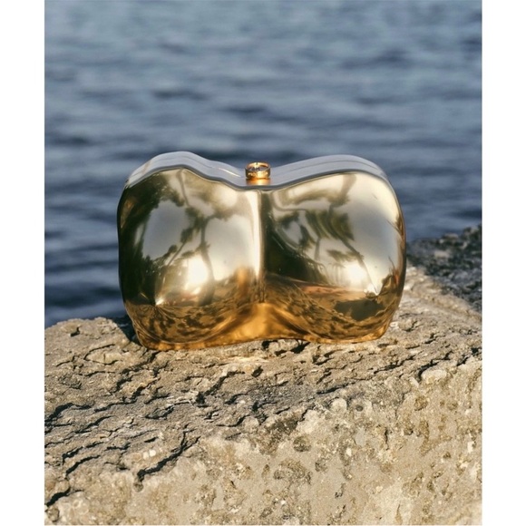 Cult Gaia Reina Clutch Bust Chest Sculptural in Brushed Brass $898 NEW In Box - Picture 3 of 11